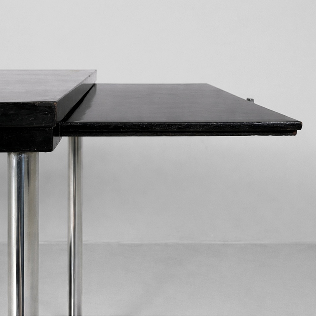 Carrello in legno nero, vetro e acciaio, 1930 ca.