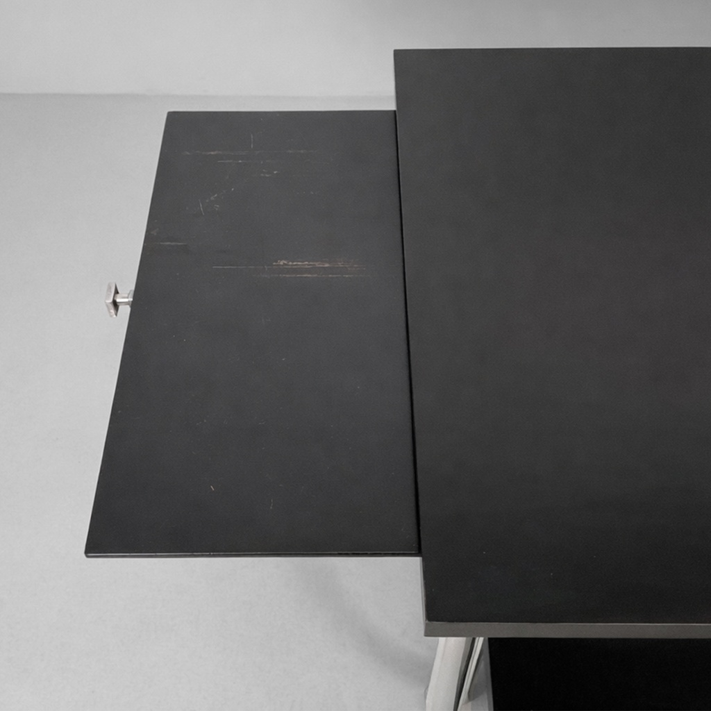 Carrello in legno nero, vetro e acciaio, 1930 ca.