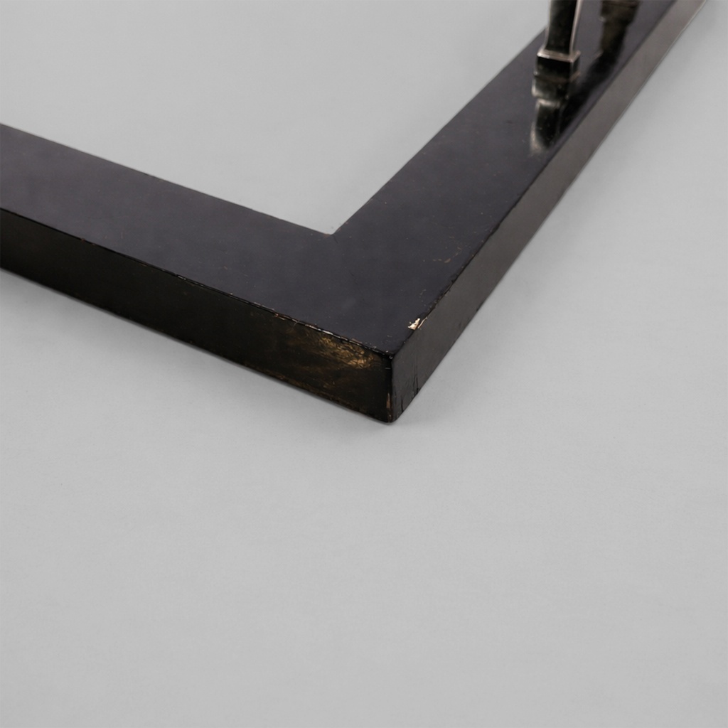 Carrello in legno nero, vetro e acciaio, 1930 ca.