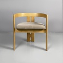 Sedie a pozzetto in legno e velluto beige, 1980 ca. 