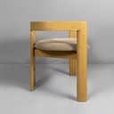 Sedie a pozzetto in legno e velluto beige, 1980 ca. 