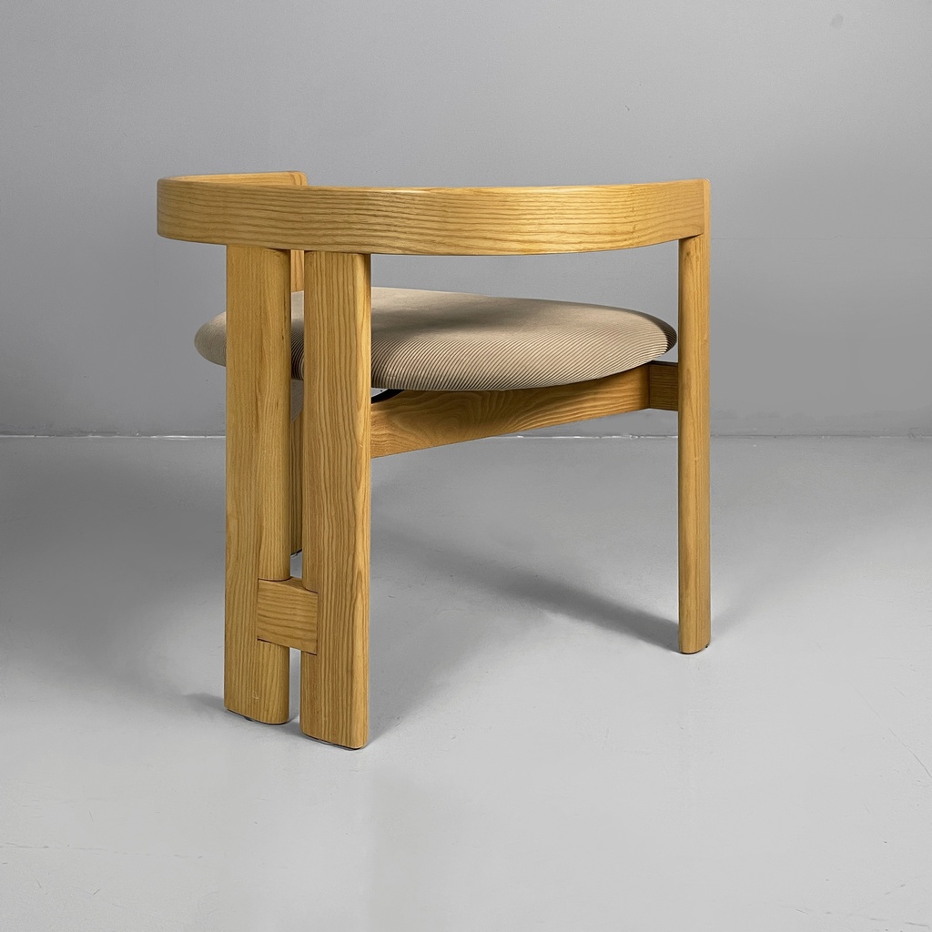 Sedie a pozzetto in legno e velluto beige, 1980 ca. 