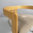 Sedie a pozzetto in legno e velluto beige, 1980 ca. 