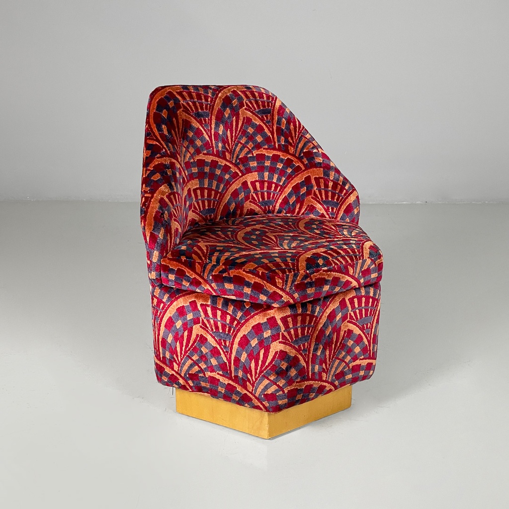 Poltrone in tessuto e legno, 1970 ca.