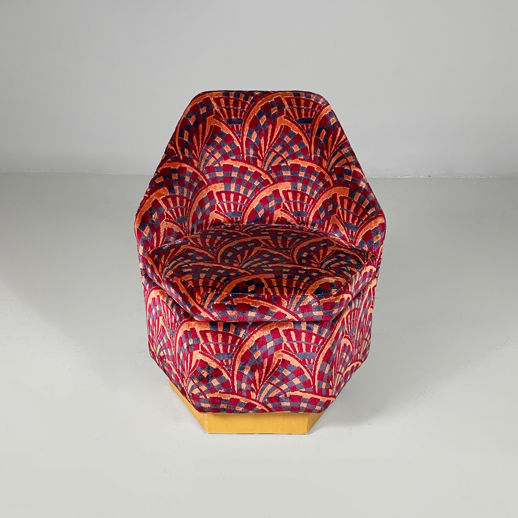 Poltrone in tessuto e legno, 1970 ca.