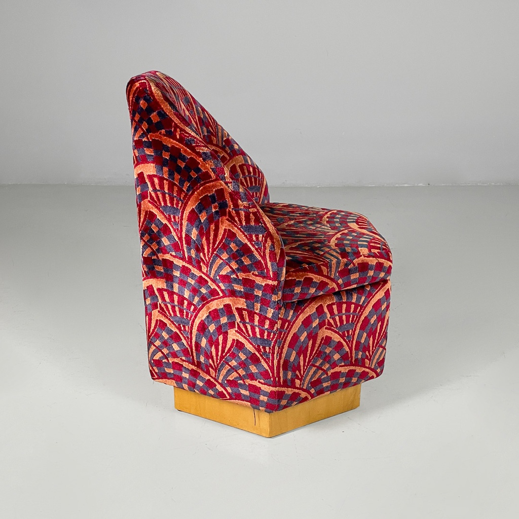 Poltrone in tessuto e legno, 1970 ca.