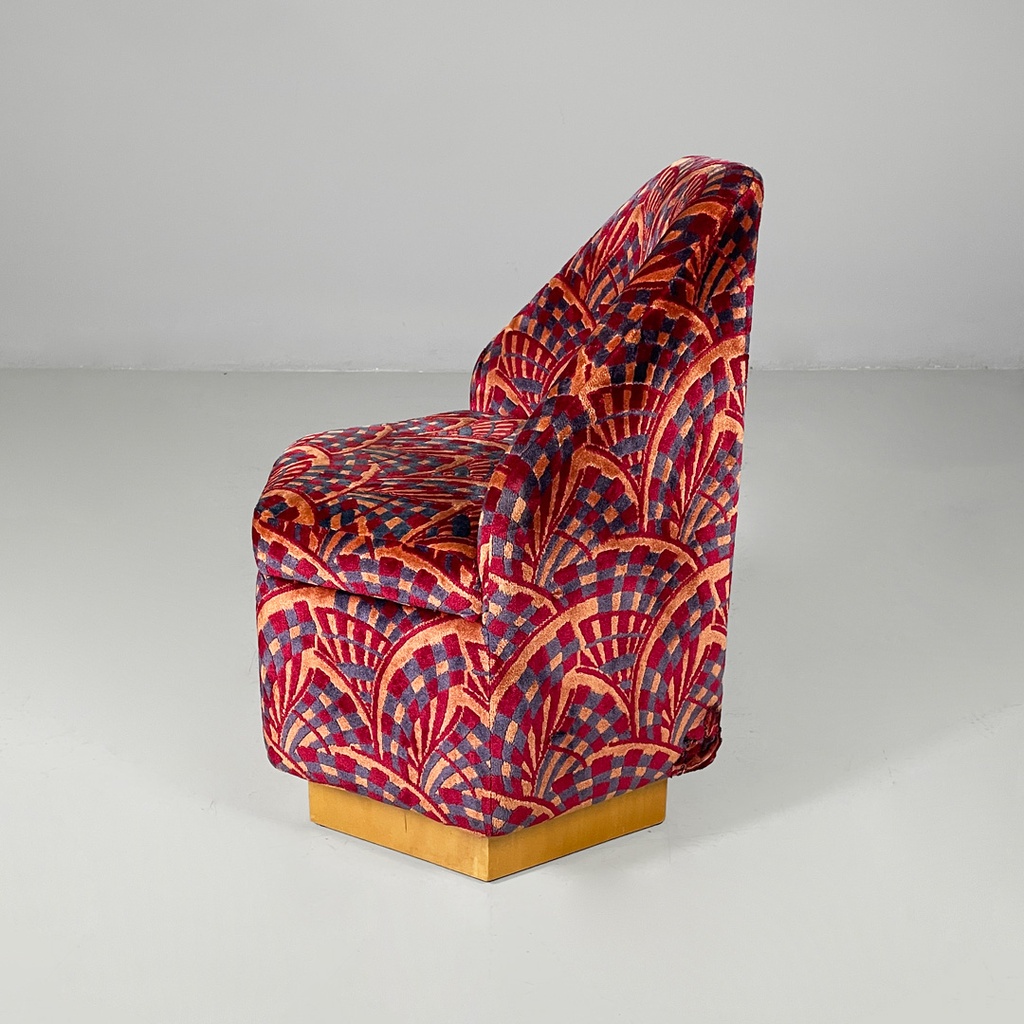 Poltrone in tessuto e legno, 1970 ca.