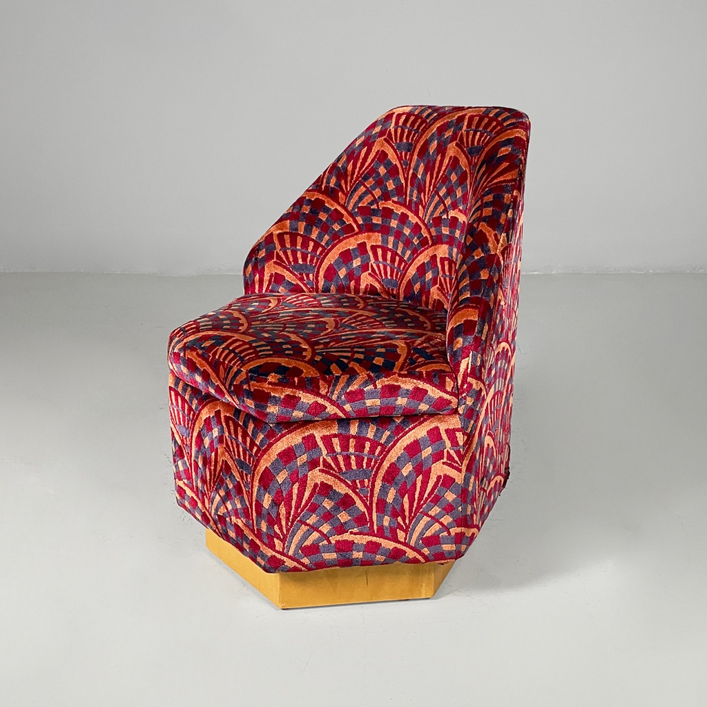 Poltrone in tessuto e legno, 1970 ca.