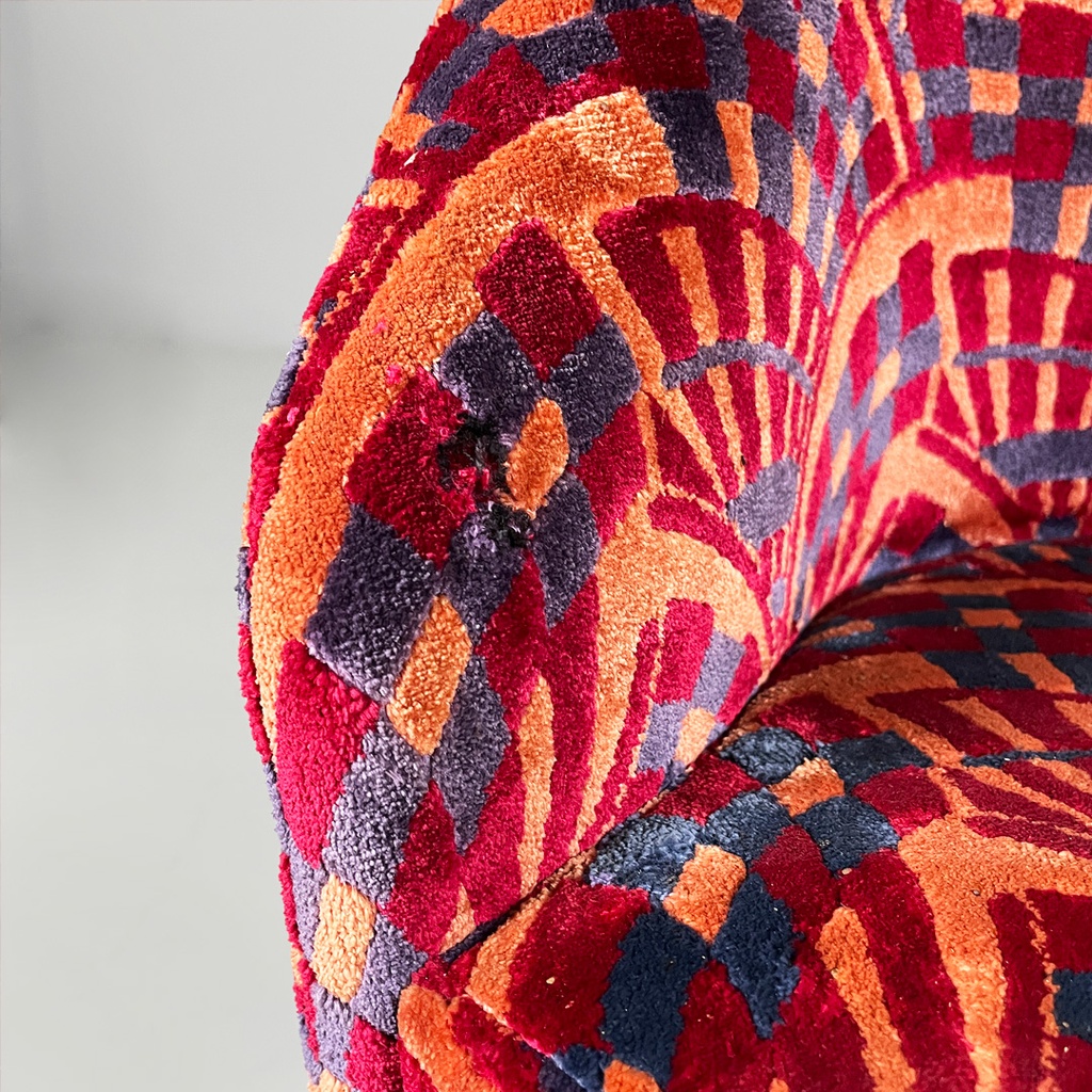 Poltrone in tessuto e legno, 1970 ca.