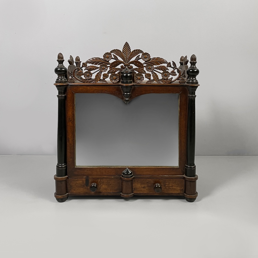 Mobile da tavolo o parete con specchio in legno, 1930 ca.