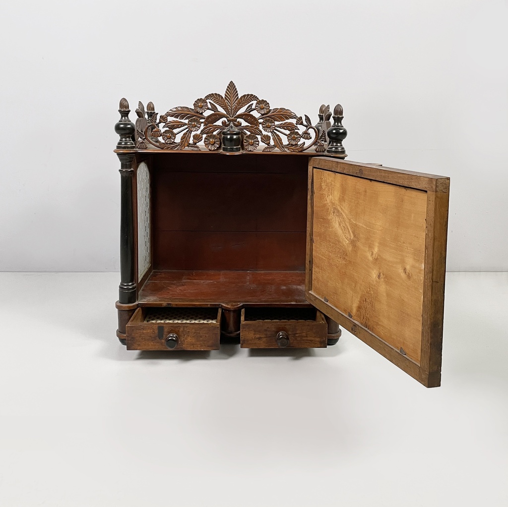 Mobile da tavolo o parete con specchio in legno, 1930 ca.