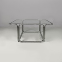 Tavolo da caffè in acciaio cromato e vetro, 1970 ca. 