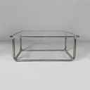 Tavolo da caffè in acciaio cromato e vetro, 1970 ca. 