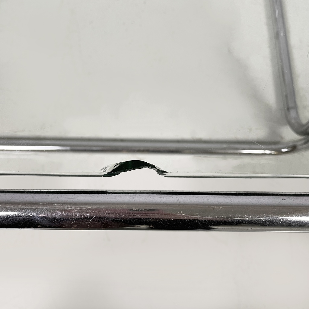 Tavolo da caffè in acciaio cromato e vetro, 1970 ca. 