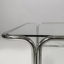 Tavolo da caffè in acciaio cromato e vetro, 1970 ca. 
