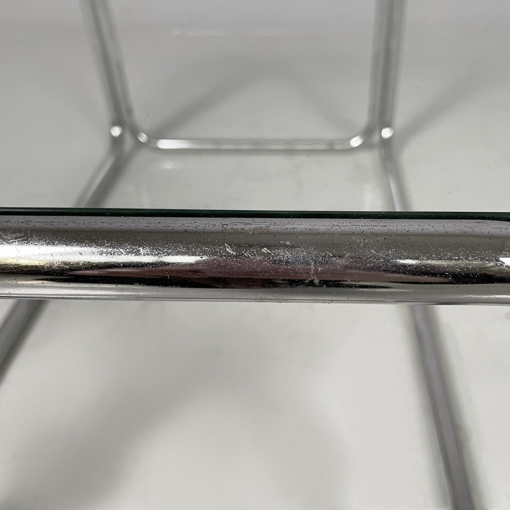 Tavolo da caffè in acciaio cromato e vetro, 1970 ca. 