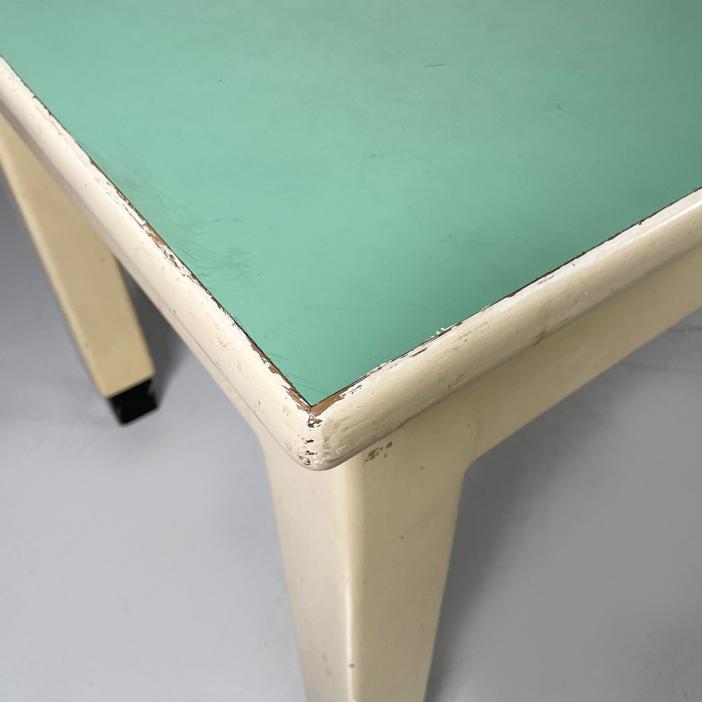 Tavolo da pranzo in legno bianco e verde acqua, 1940 ca.
