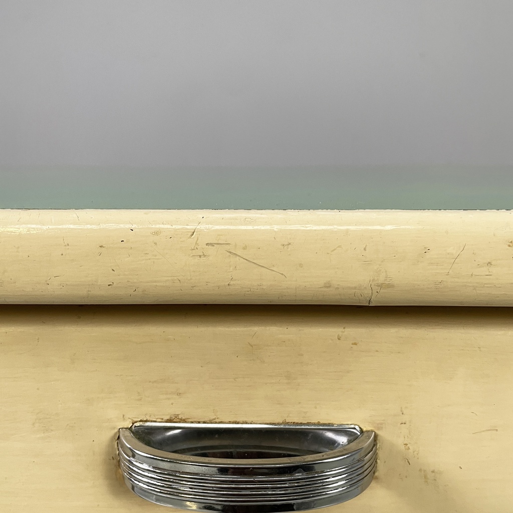 Tavolo da pranzo in legno bianco e verde acqua, 1940 ca.