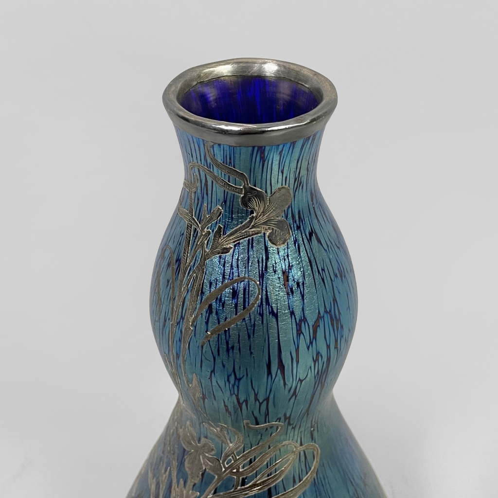 Vaso in vetro e placcato argento, inizio 1900 ca.