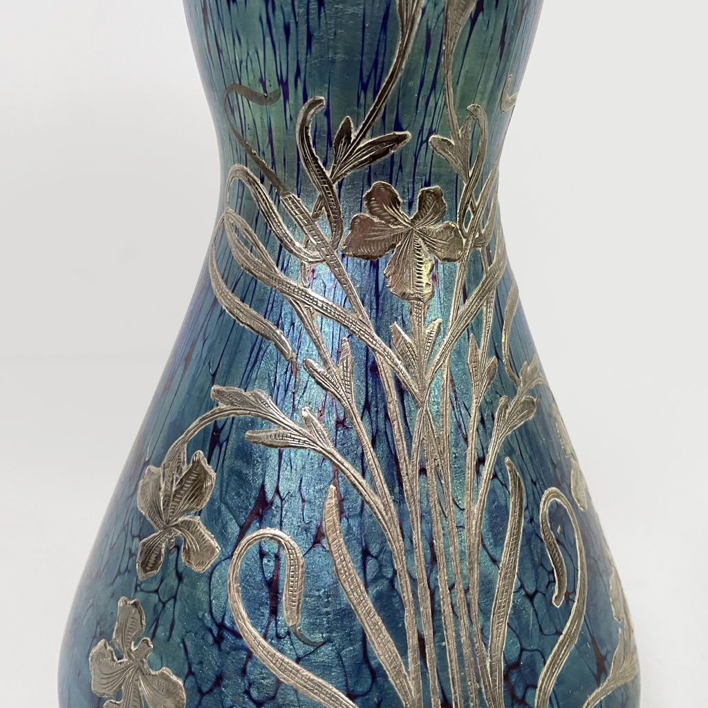 Vaso in vetro e placcato argento, inizio 1900 ca.