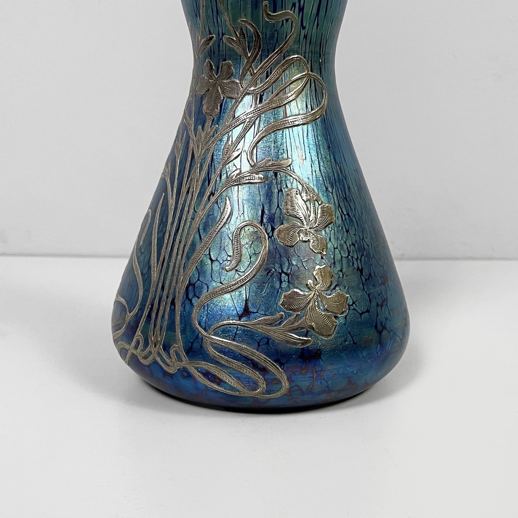 Vaso in vetro e placcato argento, inizio 1900 ca.