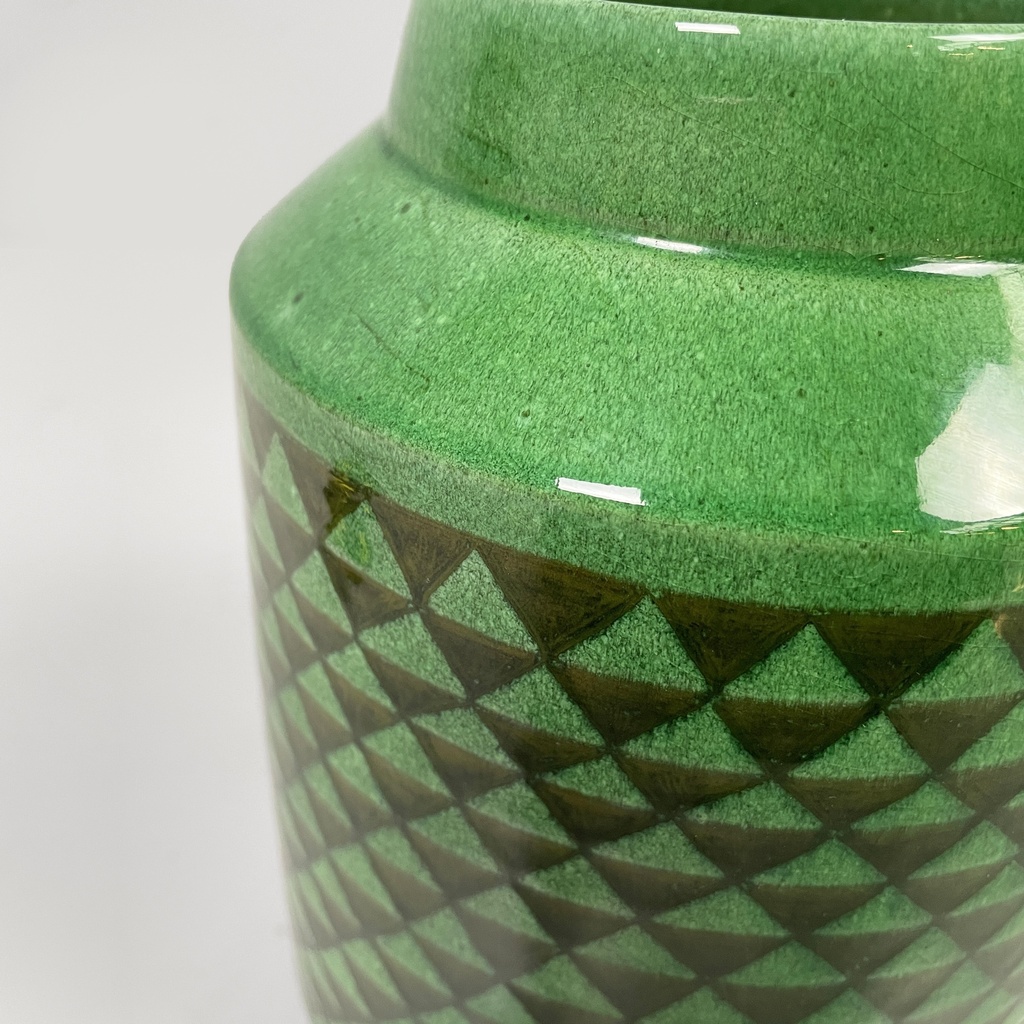 Vaso in ceramica verde, 1950 ca.