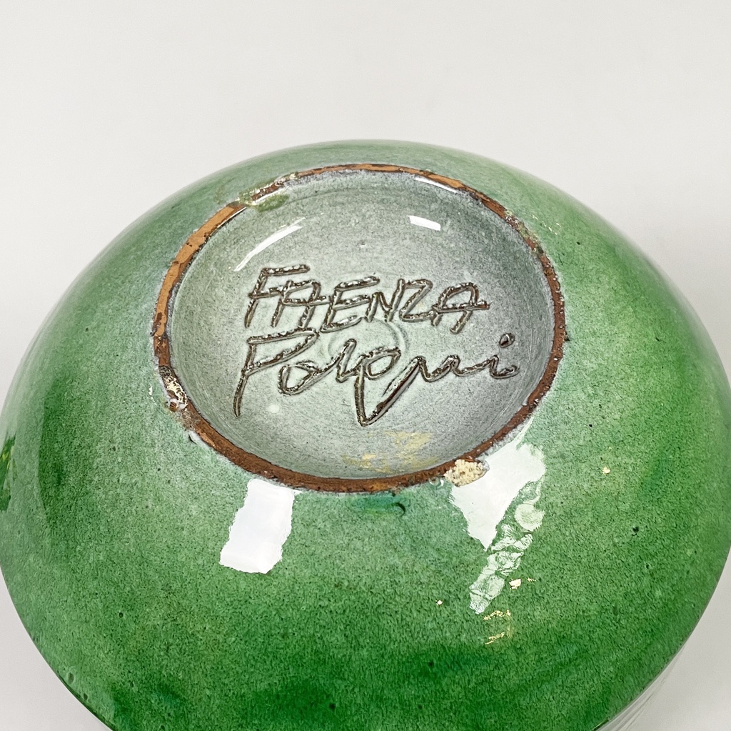 Vaso in ceramica verde, 1950 ca.