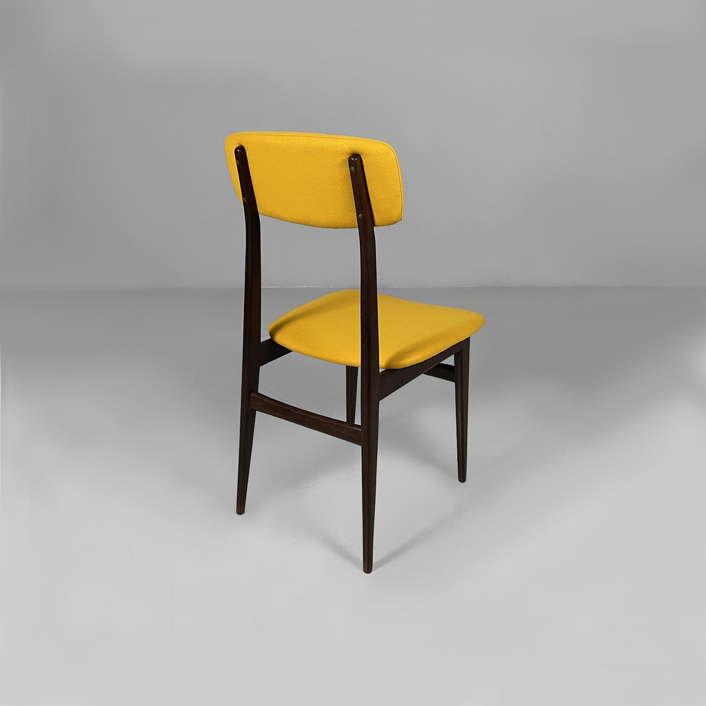 Sedie in legno e tessuto giallo, 1960 ca. 