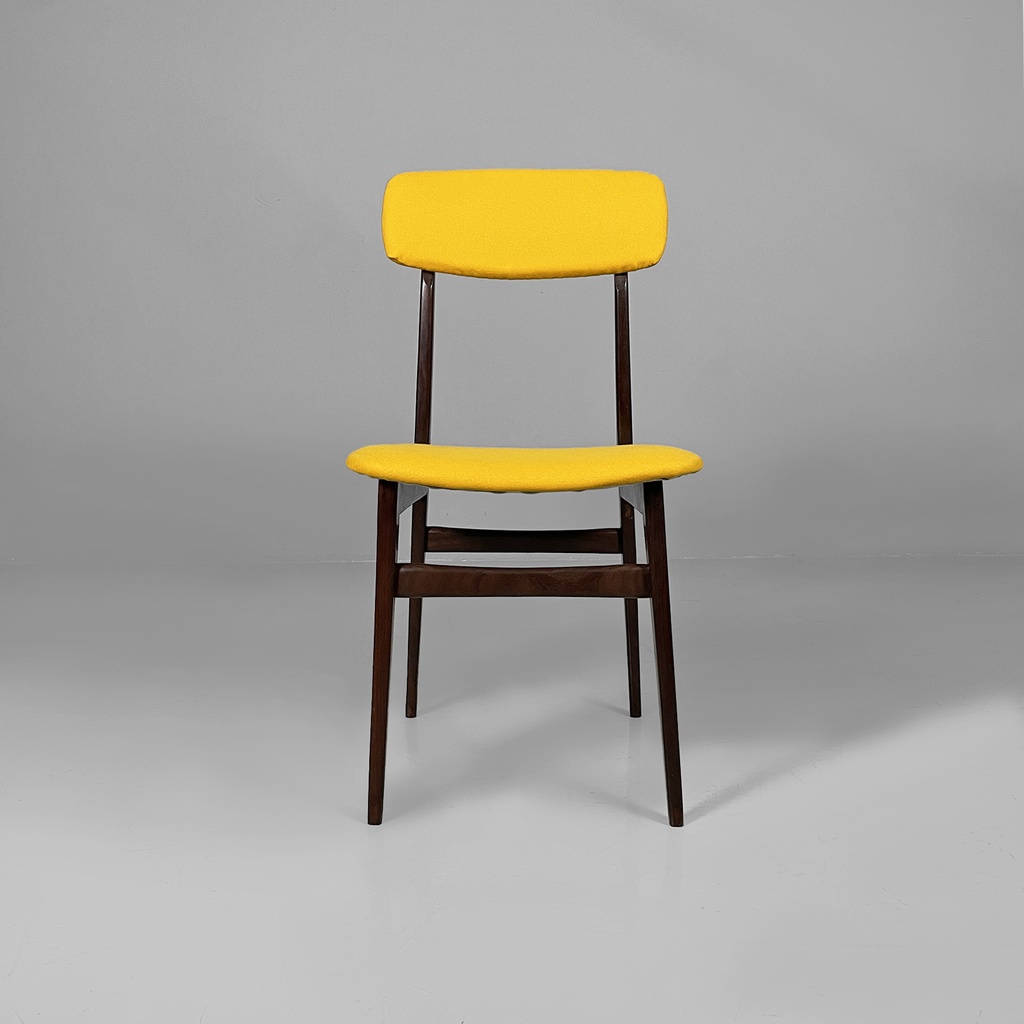 Sedie in legno e tessuto giallo, 1960 ca. 