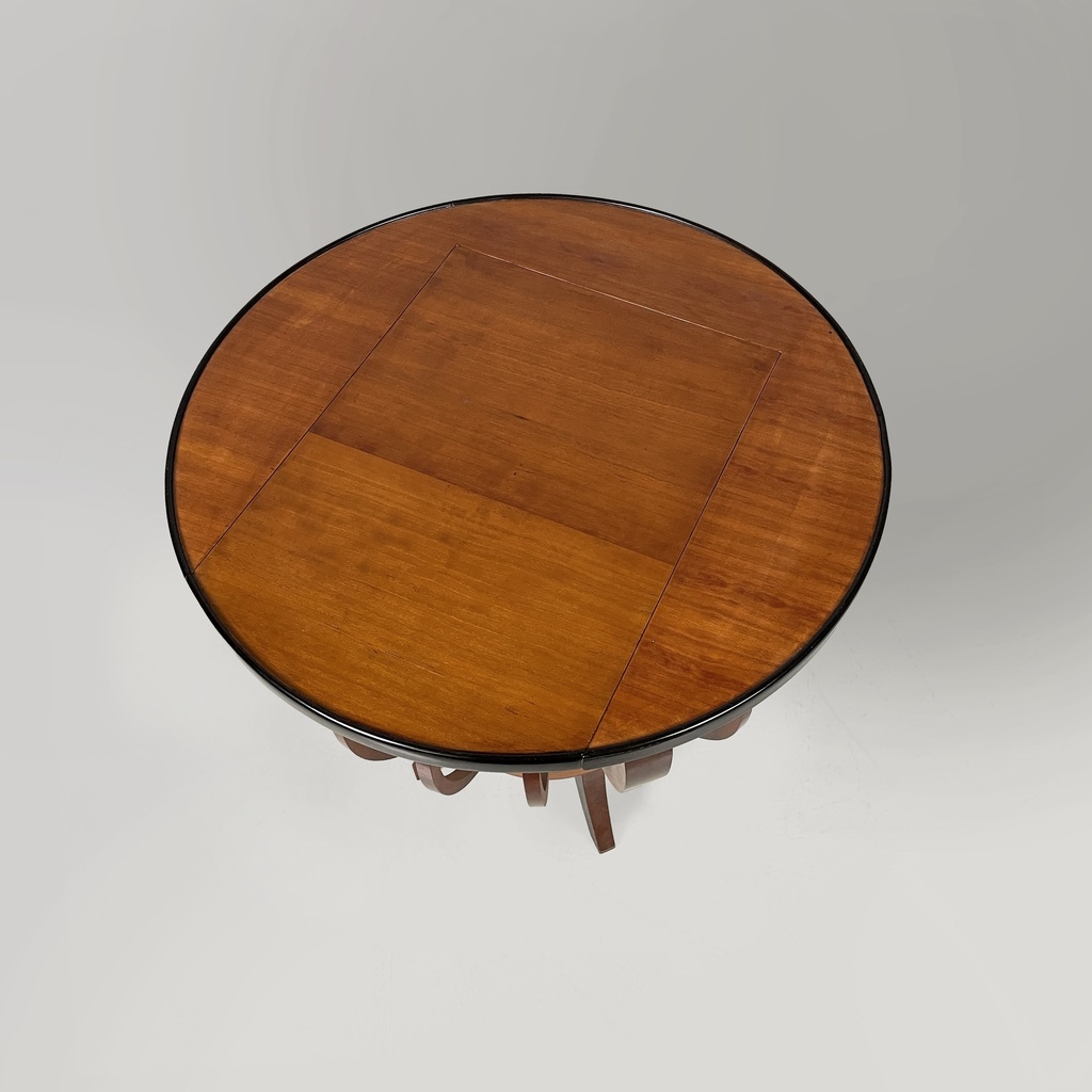 Tavolo da caffè in legno con vano interno in tessuto, 1930 ca.