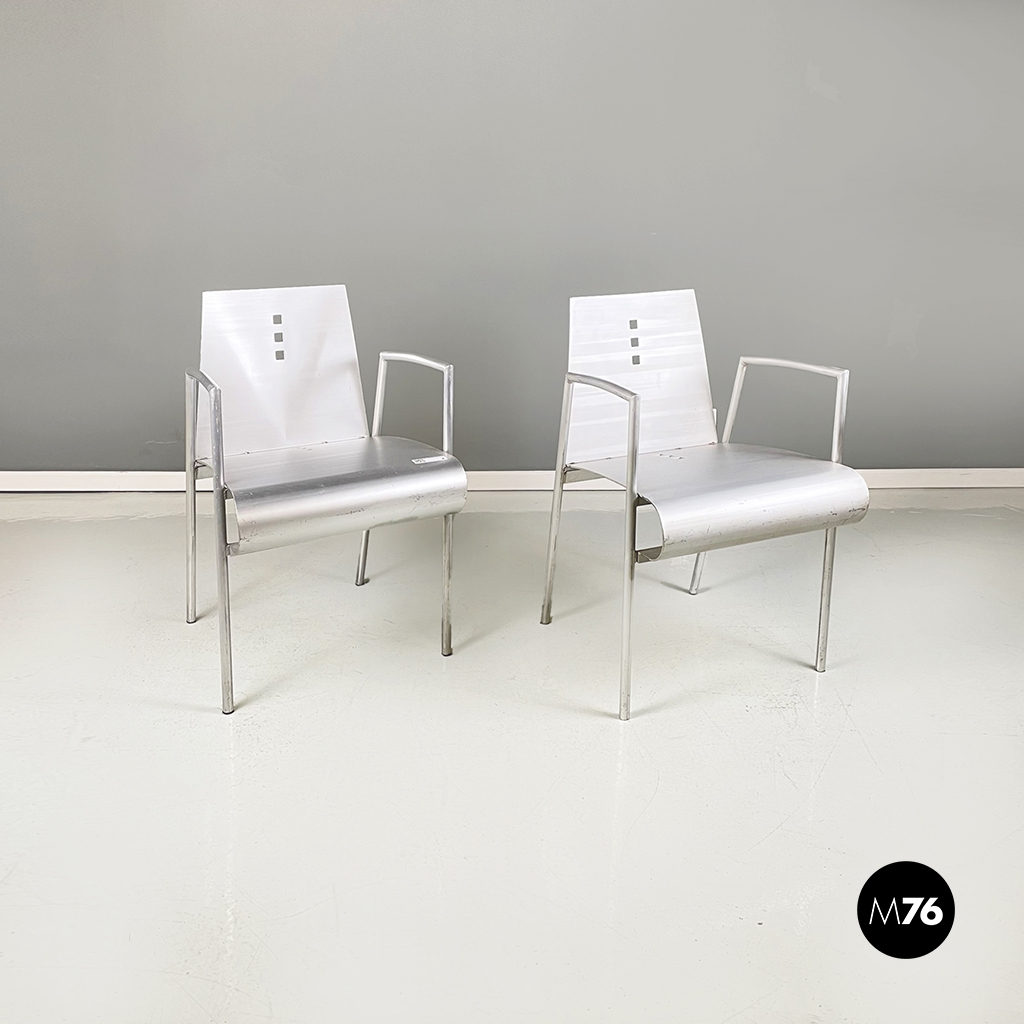 Sedie in metallo curvato con braccioli, 1980 ca. 