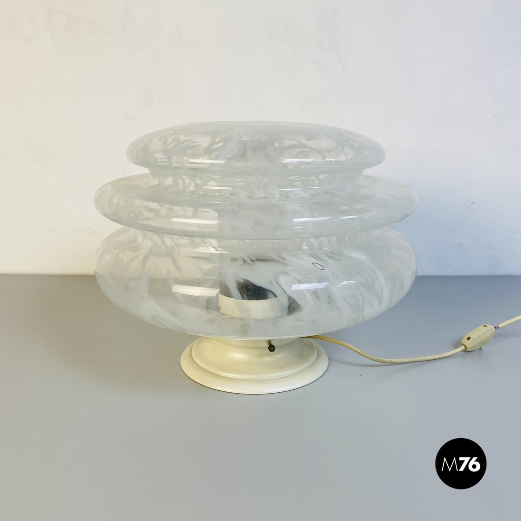 Lampada da tavolo in vetro e metallo bianco, 1960 ca.