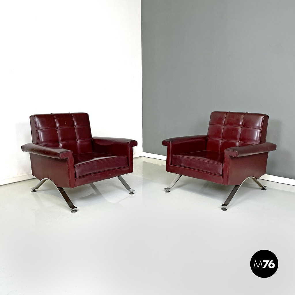 Poltrone bordeaux 875 di Ico Parisi per Cassina, 1960 ca. 