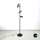 Lampada da terra a tre luci in acciaio nero, 1970 ca. 