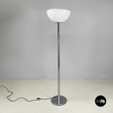 Lampada da terra in metallo e vetro opalino, 1970 ca.