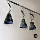 Lampadari industriali in metallo grigio, 1960 ca. 