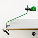 Lampada da tavolo in metallo verde con morsetto, 1980 ca.