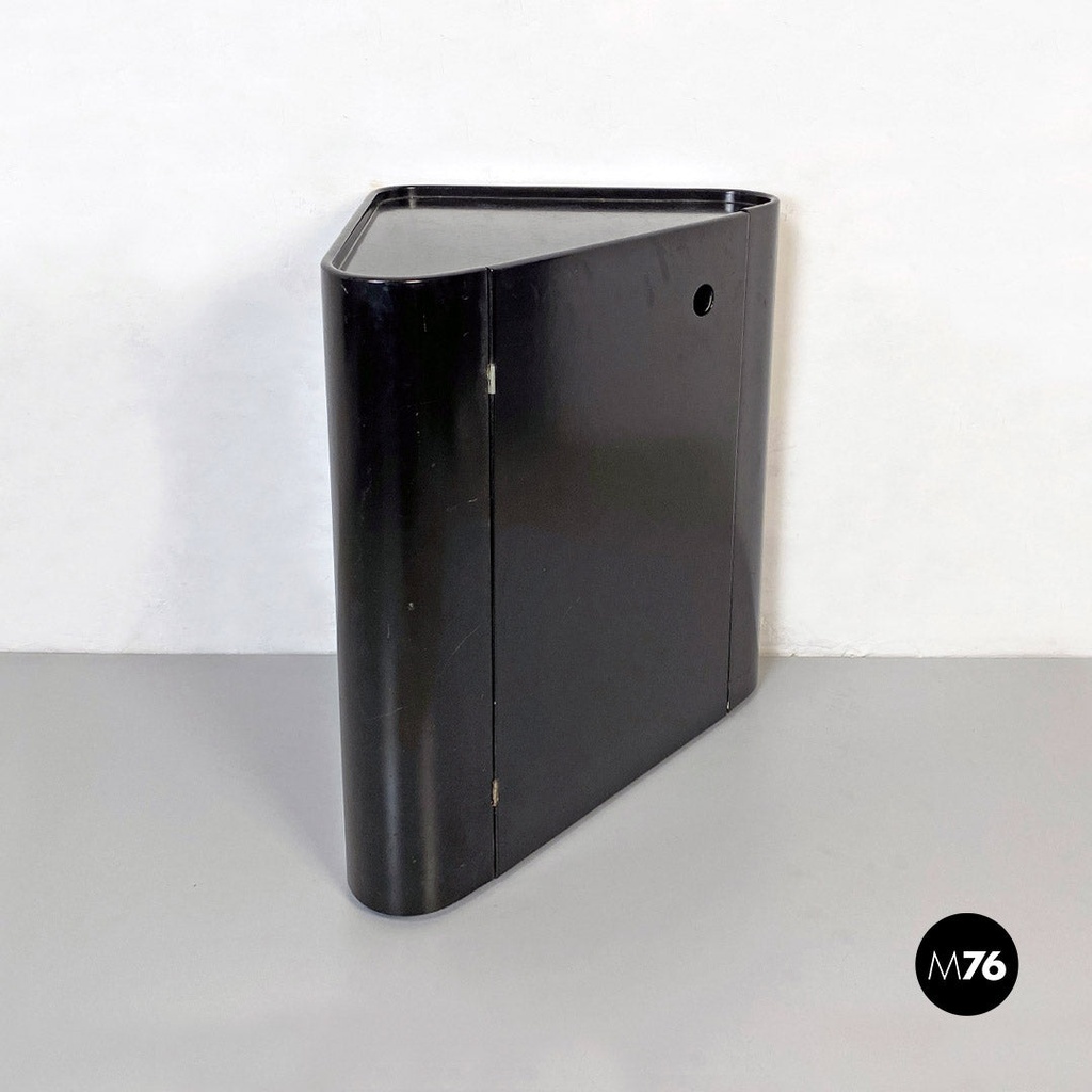 Mobile bar angolare in legno nero, 1980 ca.