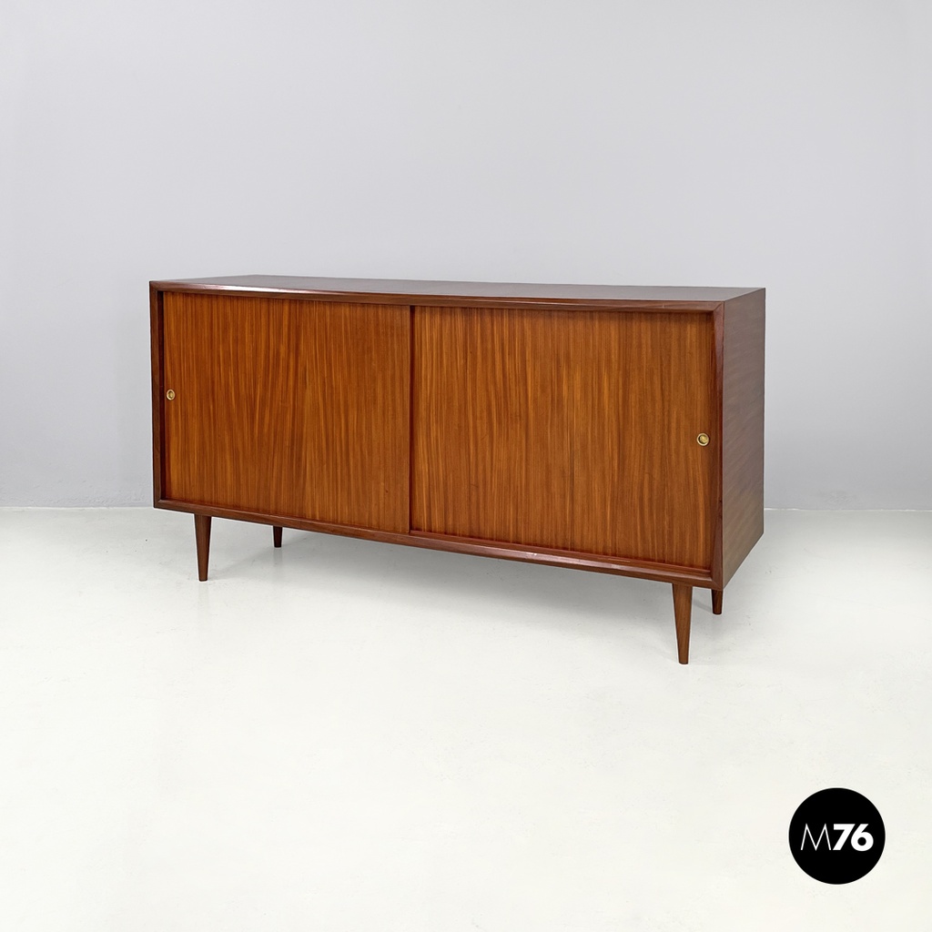 Sideboard in legno e ottone, 1960 ca.