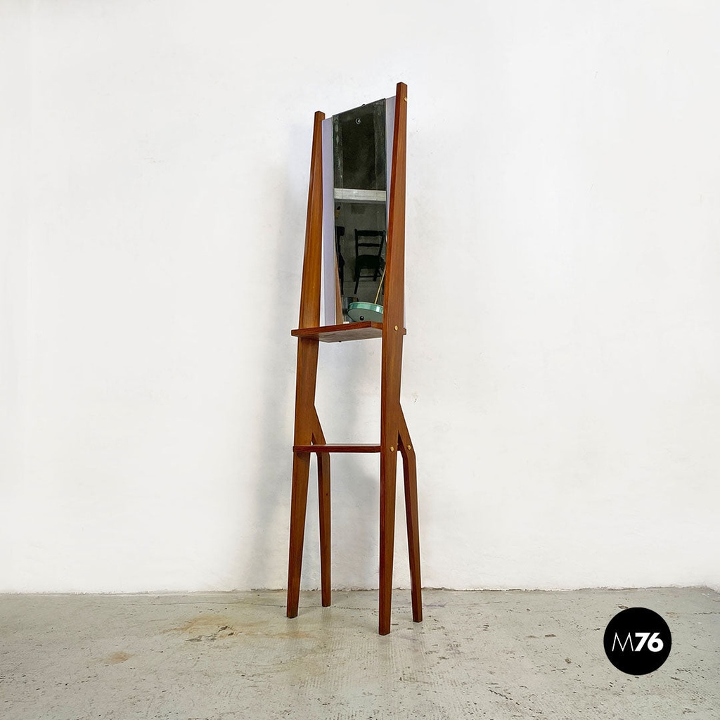 Specchio da terra autoportante in legno, 1960 ca. 