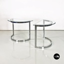 Consolle in acciaio e vetro, 1970 ca.