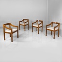 Sedie in legno e tessuto beige, 1970 ca.