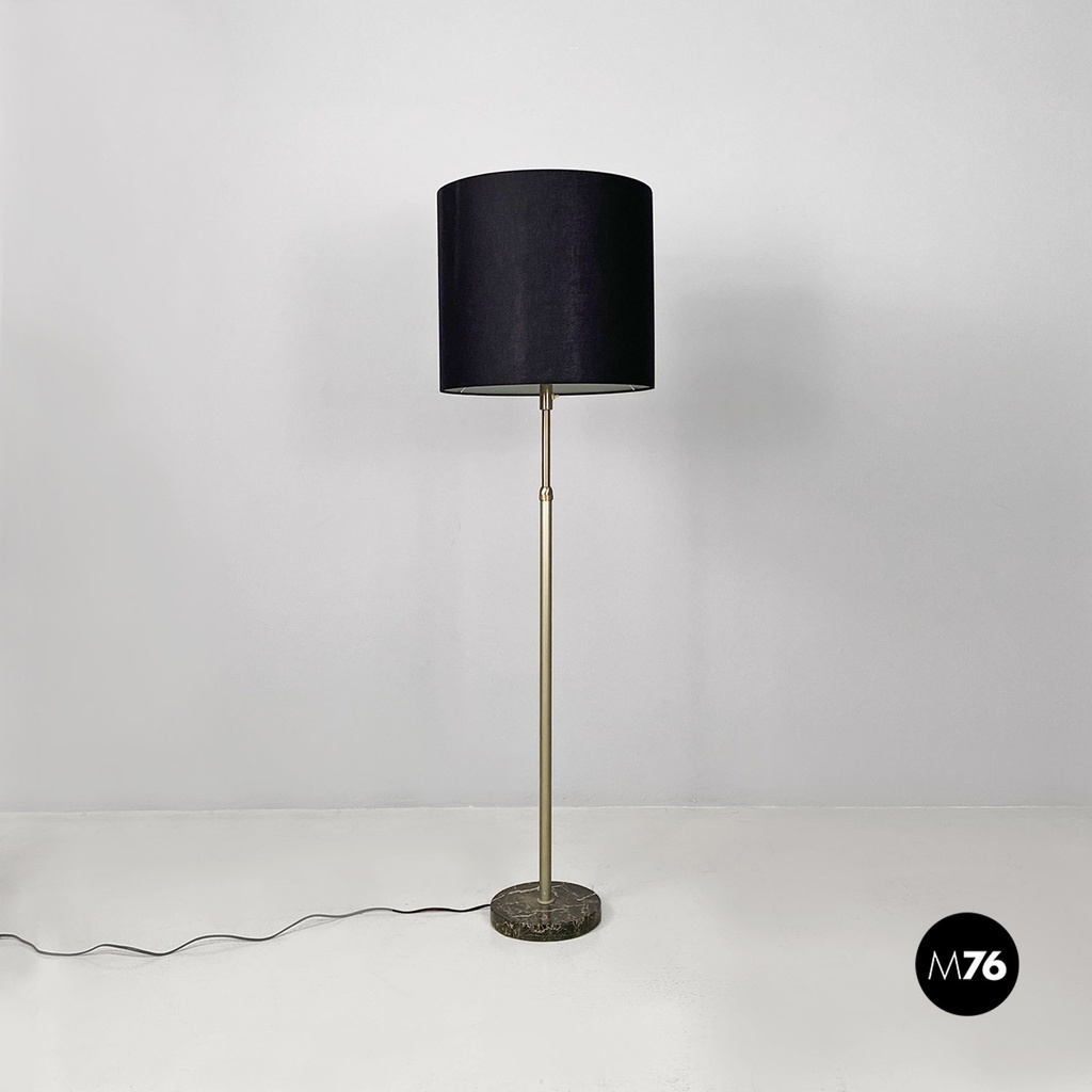 Lampada da terra con paralume in tessuto nero, 1960 ca.