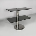 Consolle in vetro fumè e acciaio, 1980 ca.