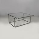 Tavolo da caffè in acciaio cromato e vetro, 1970 ca. 