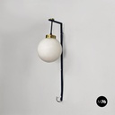 Applique in vetro opalino e metallo nero, 1950 ca. 