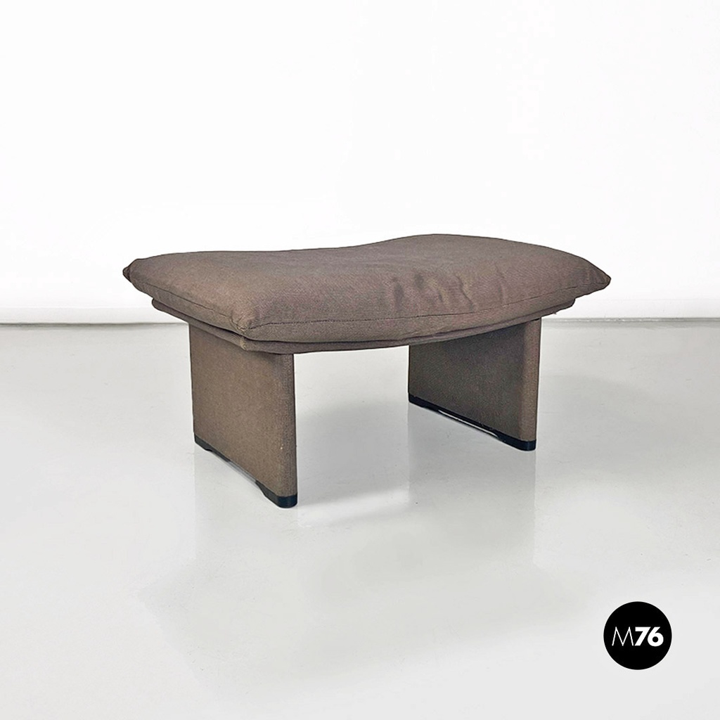 Pouf o poggiapiedi in tessuto grigio, 1980 ca.
