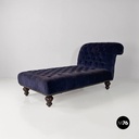 Chaise longue in velluto blu, 1980 ca. 