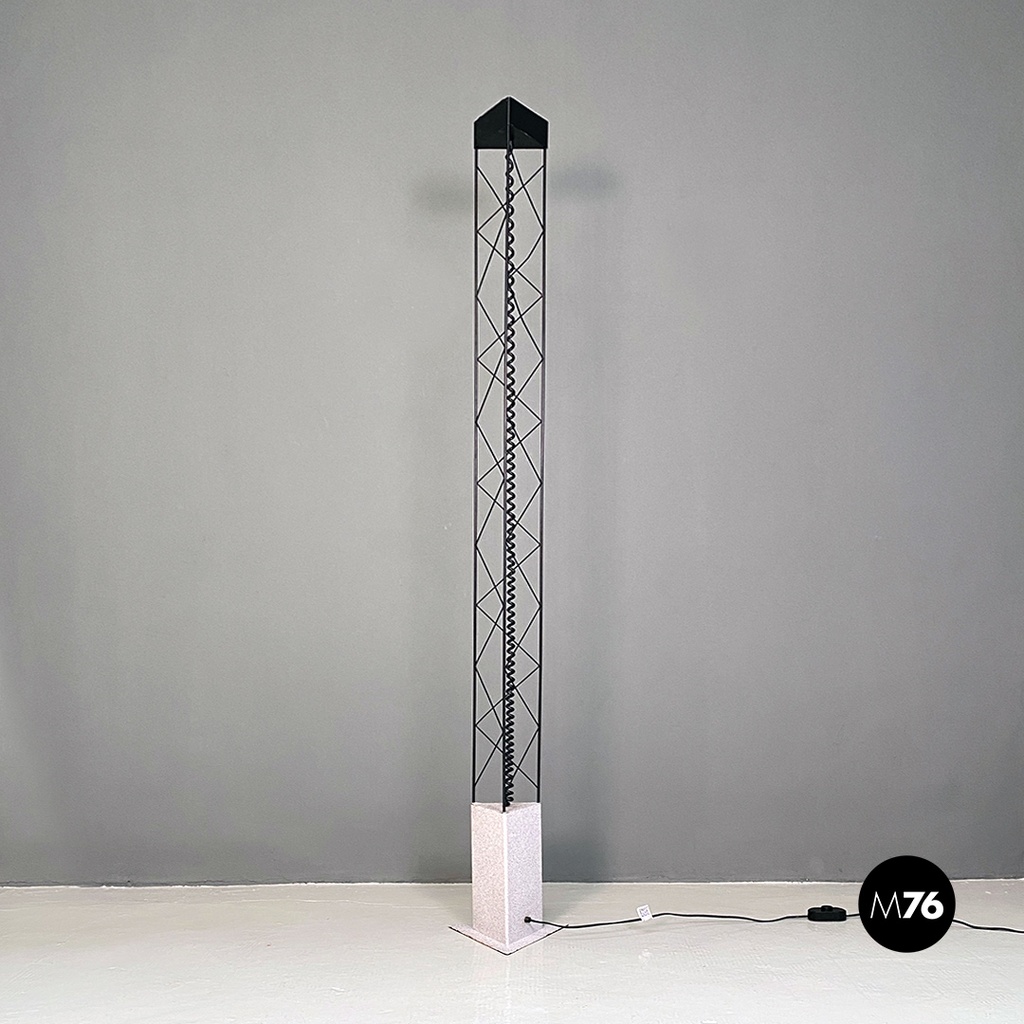 Lampada da terra in metallo con molla, 1980 ca. 