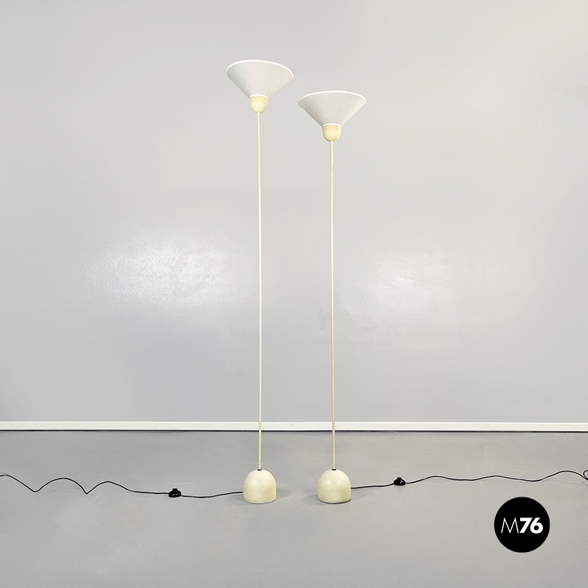 Lampade da terra in tessuto e metallo,  1980 ca.